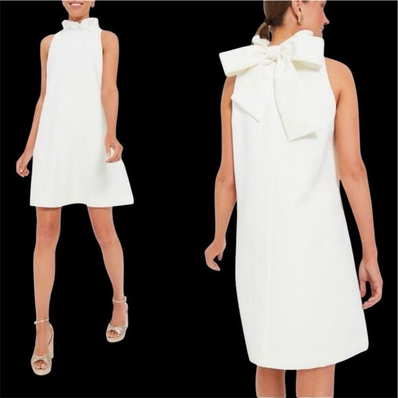 TUCKERNUCK Size XS Blythe Dress White Bow Tie Back Sleeveless Swing Mini Simple - Picture 1 of 8